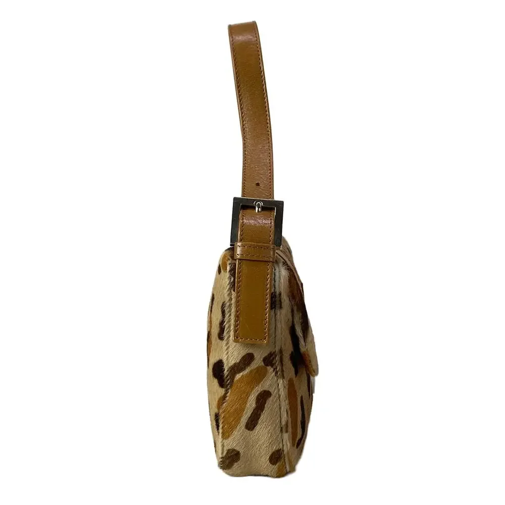 Fendi Mama Bucket Handbag 26424 Beige Light Brown Dark Brown Unborn Calf Leather